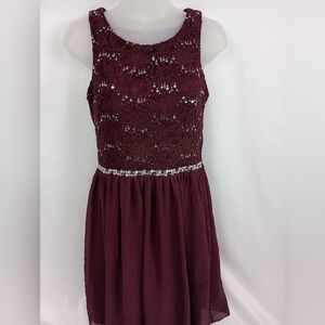 SPEECHLESS Plum Sequin Embellished Lace Sleeveless Party Dress(#51)
